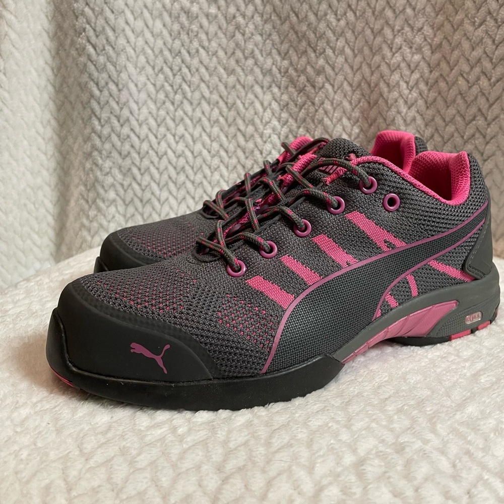 Puma Women's Celerity Knit Steel-Toe Safety Work Shoes Grey/Pink Size 8.5